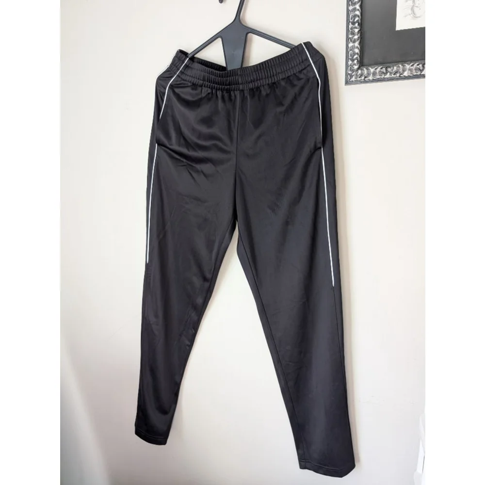 Tek Gear Black Straight Leg Sweatpants S with White Stripe , Mens